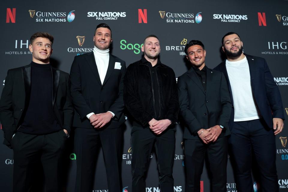 Finn Russell (centre) took to the red carpet for the premier of the new Netflix rugby documentary (Getty Images)