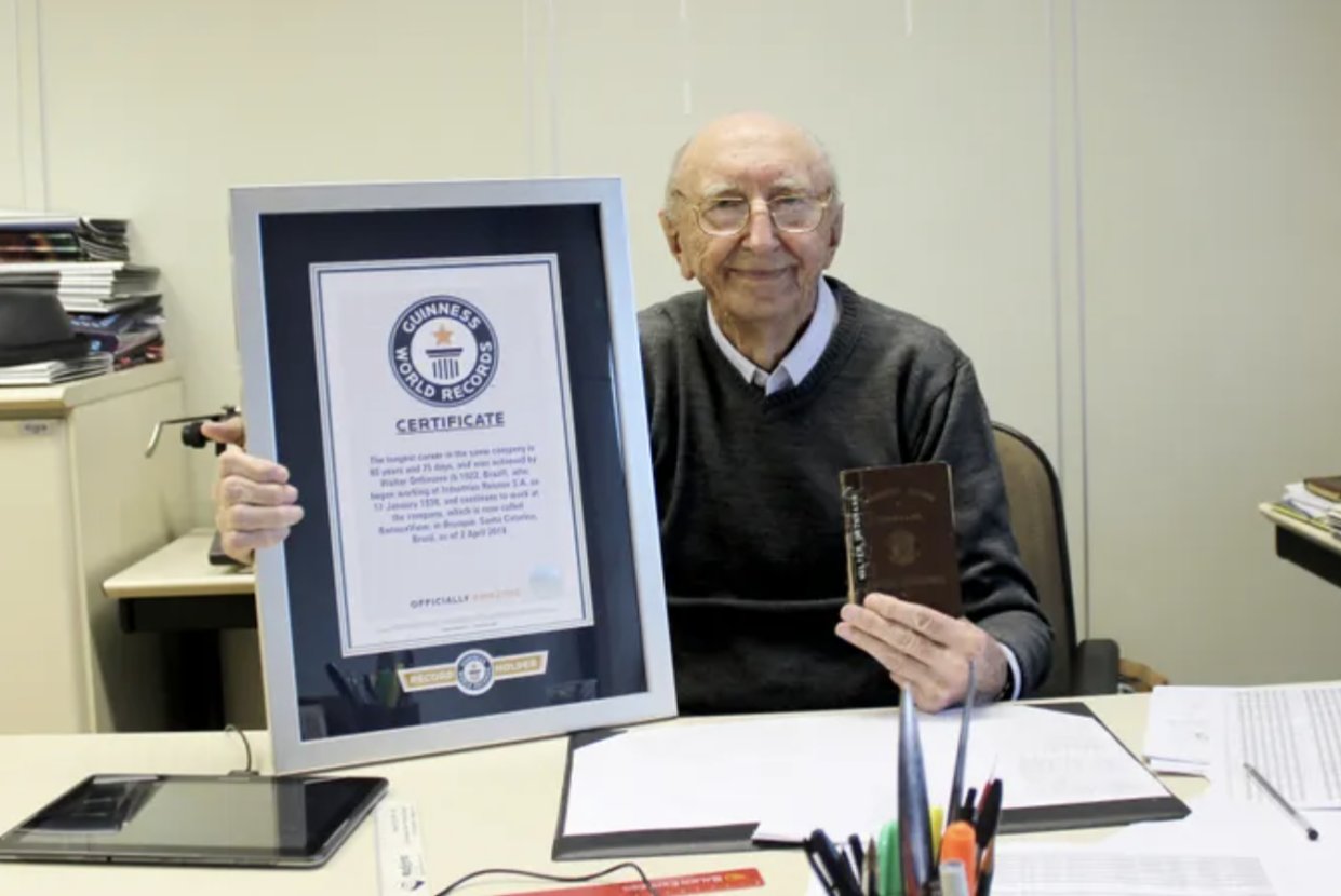 Walter Orthmann's record-breaking career run was verified by Guinness World Records on 6 January 2022 / Credit: Guinness World Records