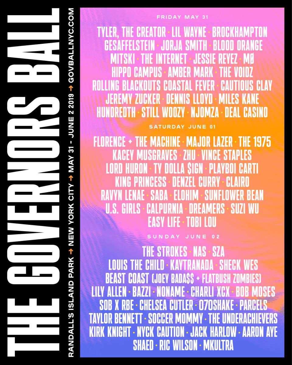 See Florence + The Machine, The Strokes, Tyler, the creator, Lil Wayne, and more.