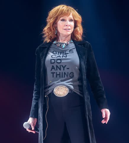 <p>Christopher Polk/Penske Media via Getty</p> Reba McEntire onstage at the ACM Awards rehearsals on May 15, 2024