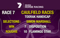 Race 7 - Selection win number 7 Disposition, Roughie number 10 Flamingo Star.