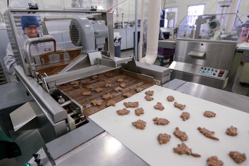 Pecan Sensations are made inside the Chickasaw Nation's Bedré Fine Chocolate in Davis.