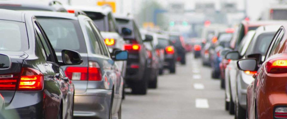 Cars on highway in traffic jam