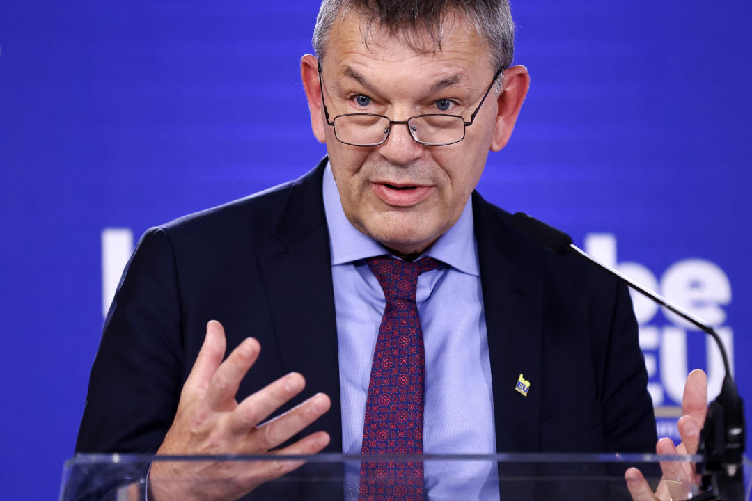 UNRWA Commissioner General Philippe Lazzarini speaks during a press conference at the end of an Informal Foreign Affairs Council (Development Ministers) in Brussels, on February 12, 2023. (Photo by Kenzo TRIBOUILLARD / AFP) (Photo by KENZO TRIBOUILLARD/AFP via Getty Images)