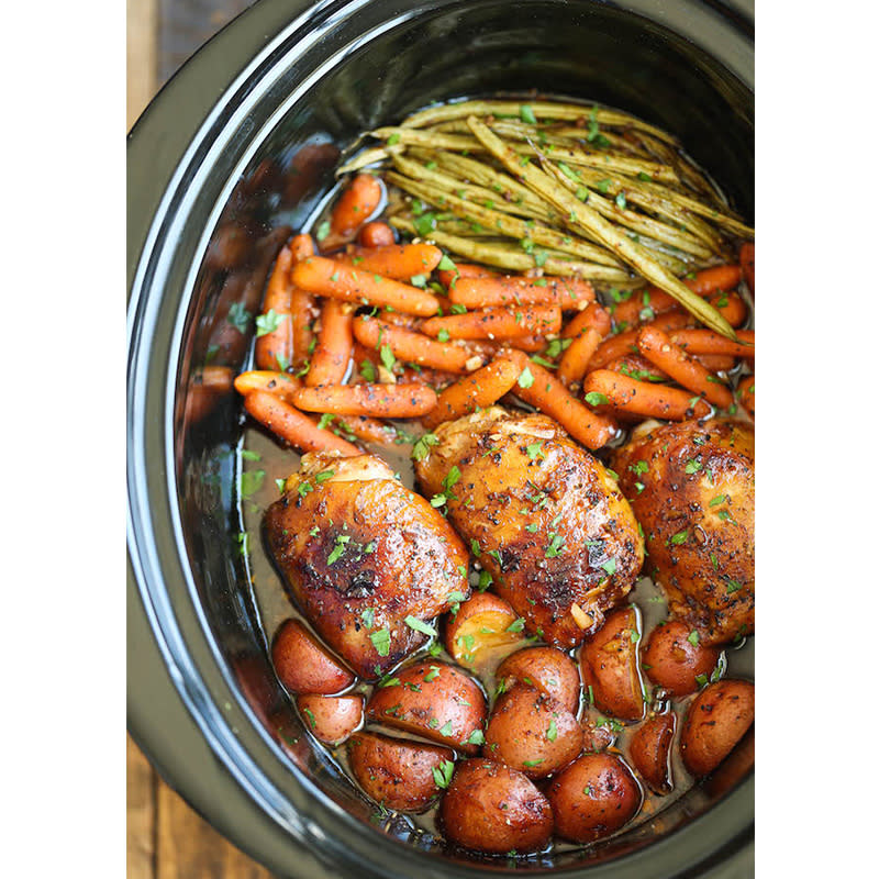 9. Slow Cooker Honey Garlic Chicken And Veggies