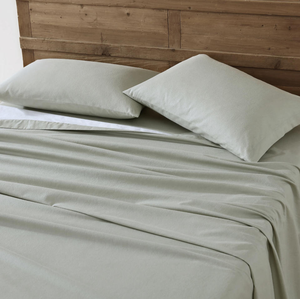 A set of sage cotton flannel sheets