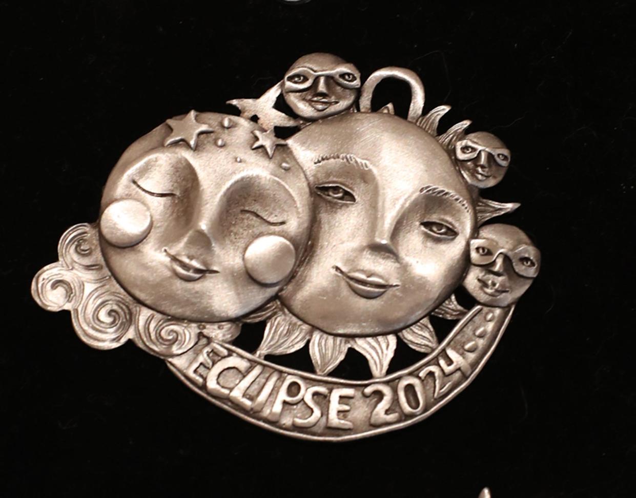 One of three ornaments created by Leandra Drumm for the eclipse at Don Drumm Studios & Gallery.