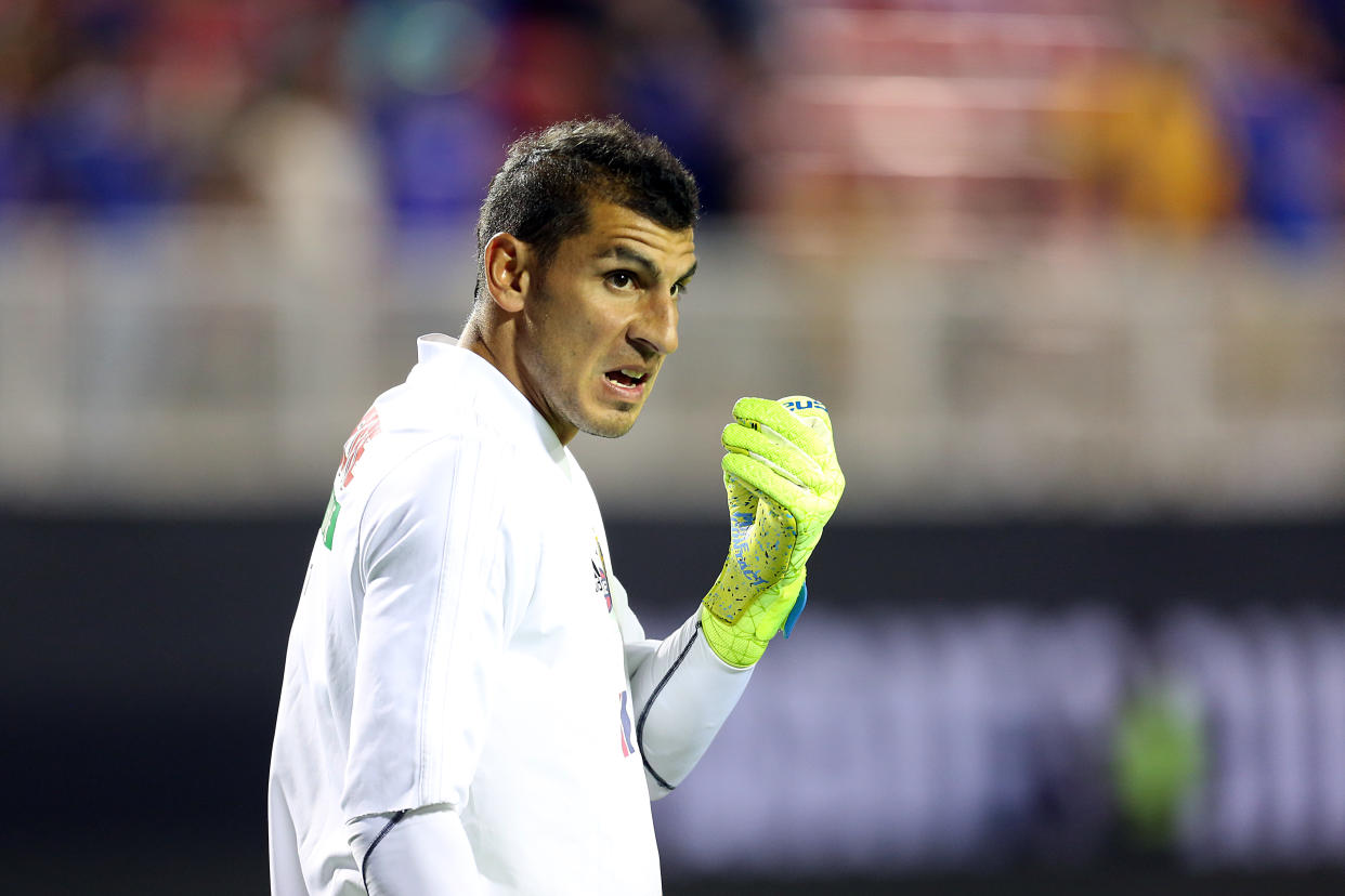 LAS VEGAS, NV - SEPTEMBER 18: Goalkeeper of Tigres Club UANL Nahuel Guzman #1 warms up prior to the final match between Cruz Azul and Tigres UANL as part of the Leagues Cup 2019 at Sam Boyd Stadium on September 18, 2019 in Las Vegas, Nevada. (Photo by Omar Vega/Getty Images)