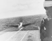 <p>A Japanese Navy Type 97 Kate carrier attack plane takes off from the aircraft carrier Shokaku, en route to attack Pearl Harbor on Dec. 7, 1941. (U.S. Navy/National Archives/Handout via Reuters) </p>