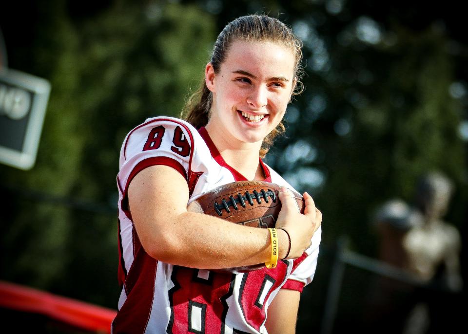 Brockton's McKenzie Quinn became the first female player in program history to score a touchdown.