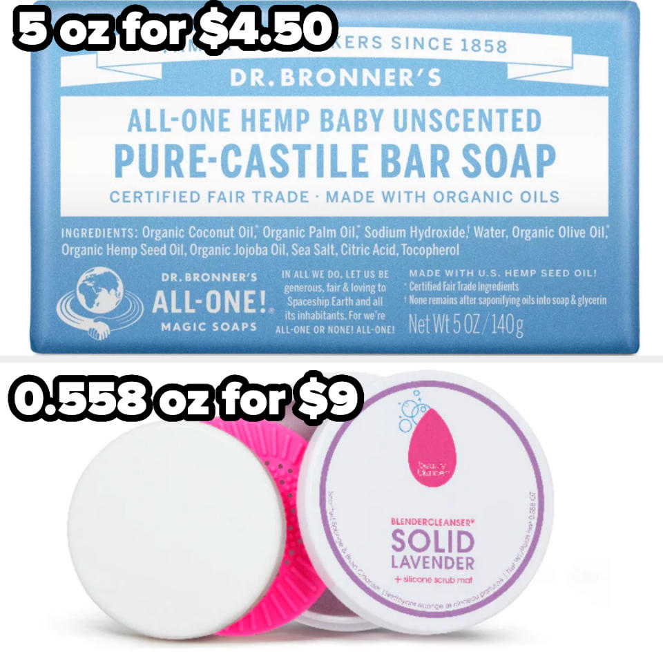 soap for $5 versus makeup brush soap for $9 that's smaller