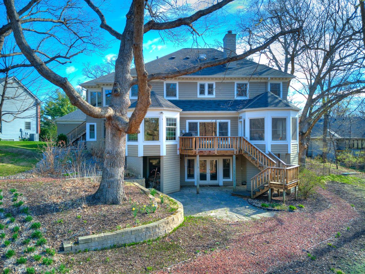 This 6-bedroom house on the market for $1.05 million in Ankeny backs onto a forest preserve and features an elevator connecting all three levels. Here, a look at the back of the 3,720-square-foot house.