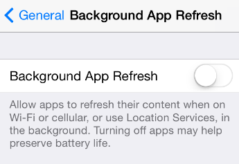 background app refresh switch in settings