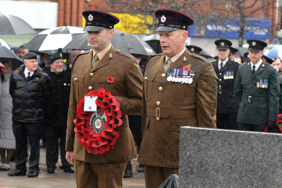 One of the many wreath layings on behalf of various regiments of the Armed Forces. (Photo: Tony Hendron)