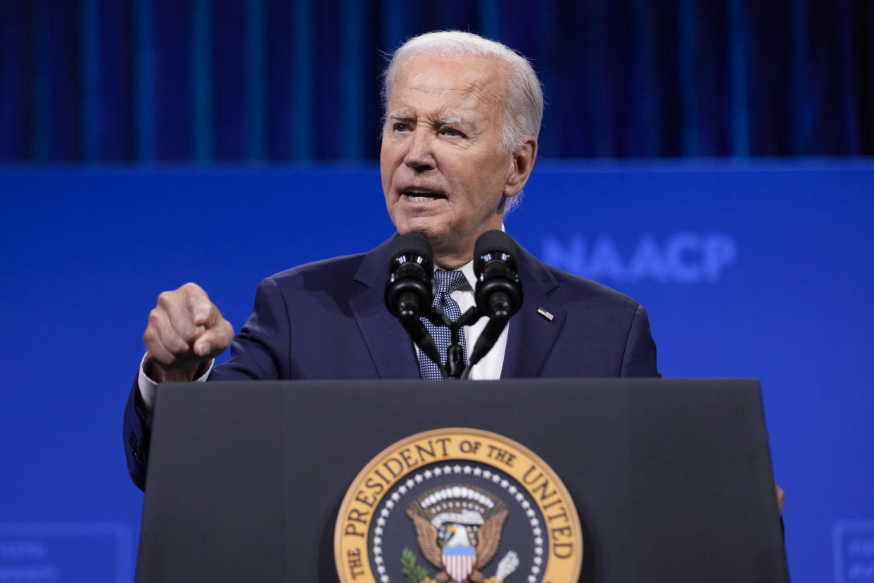 President Biden speaks in Las Vegas on July 16.