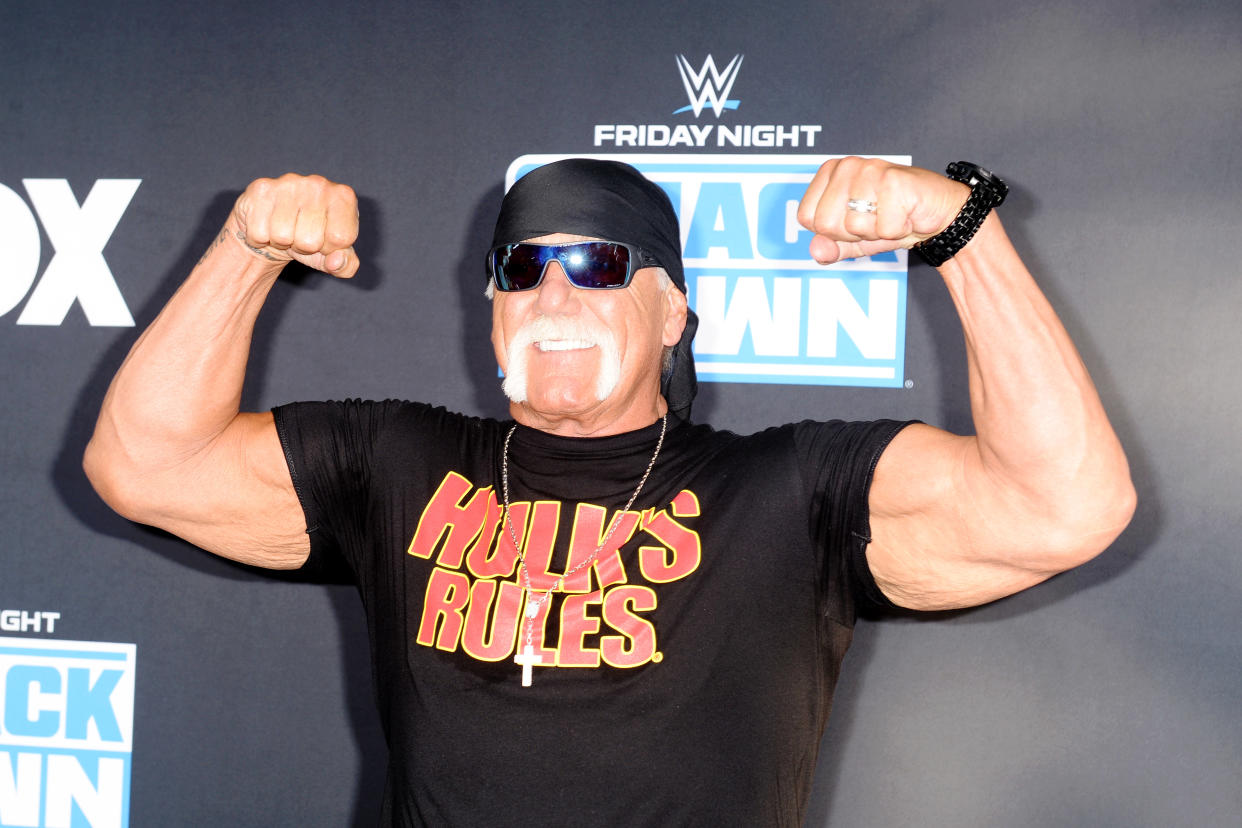 Hulk Hogan attends WWE 20th Anniversary Celebration Marking Premiere of WWE Friday Night SmackDown on FOX at Staples Center on October 04, 2019 in Los Angeles, California. (Photo by Jerod Harris/Getty Images)