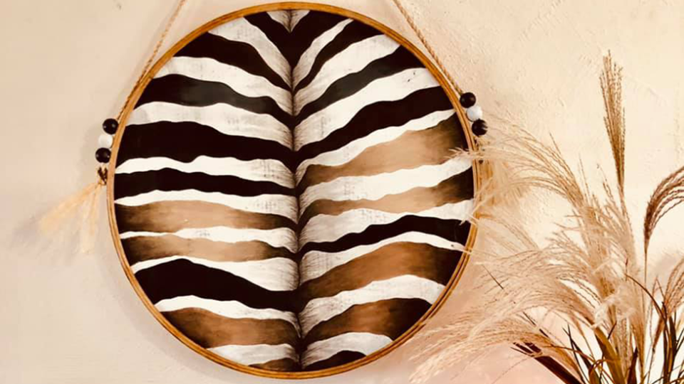 Image of mirror with Zebra Butt style Kmart Hack DIY
