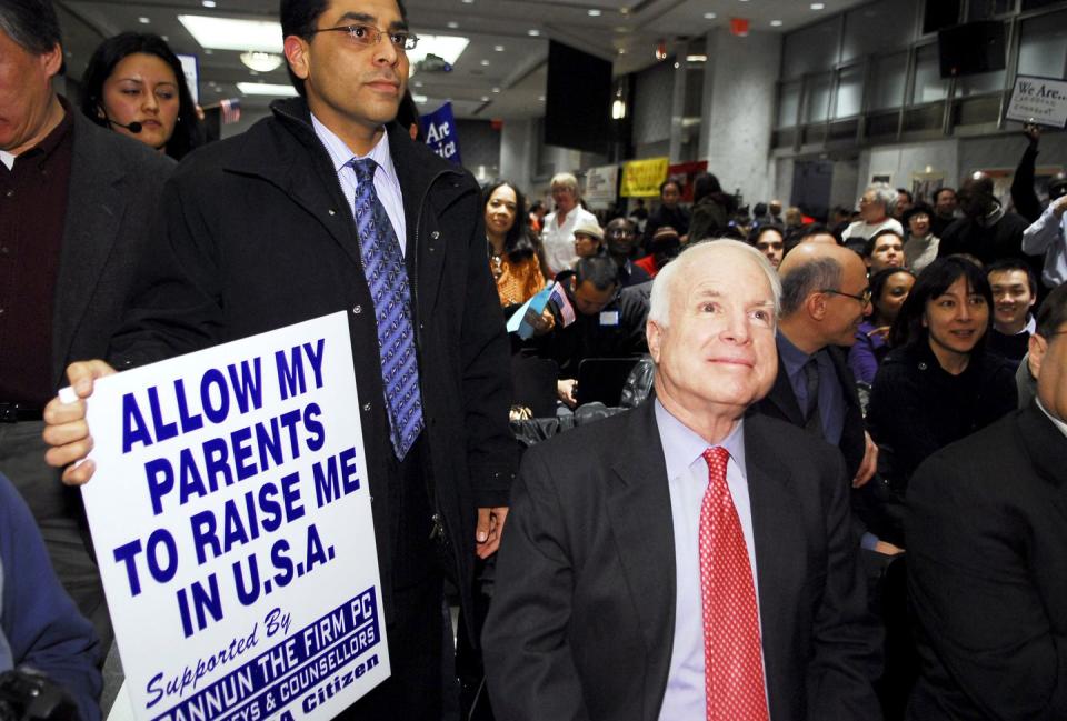 <p>McCain at a town hall meeting at Local 32BJ SEIU Auditorium on February 27, 2006 in New York City.</p>