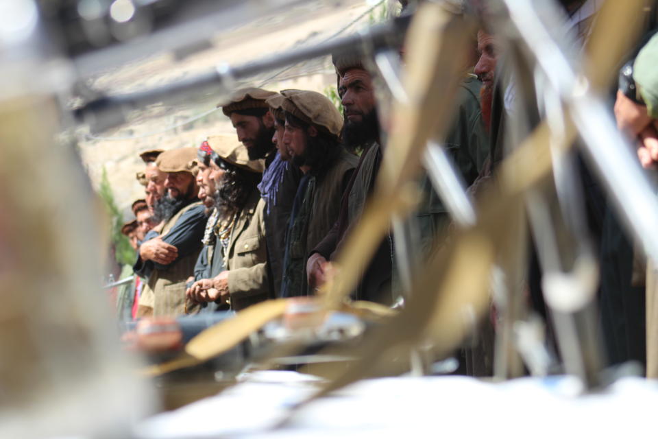 A group of Taliban in Badakhshan province have dropped weapons and joined the Afghan government.They join the government after US-Taliban peace talks have been halted on 18 September 2019 in Badakhshan, Afghanistan. (Photo by Mohammad Sharif Shayeq/NurPhoto via Getty Images)