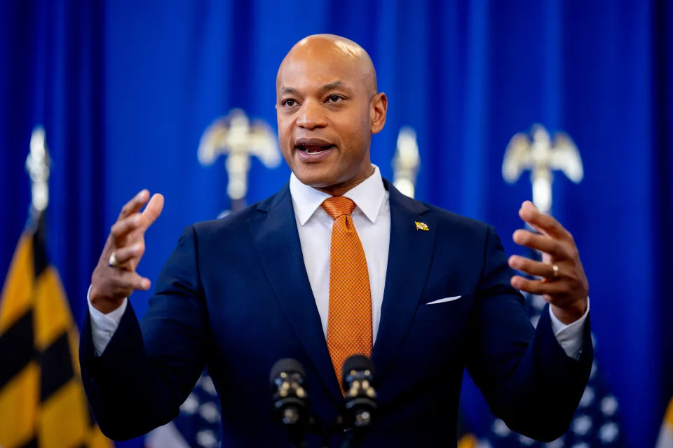 Maryland Gov. Wes Moore speaks at a gun violence awareness event in Landover, Md.