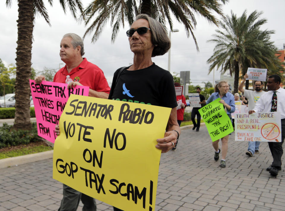 Protesting the Republican tax bill