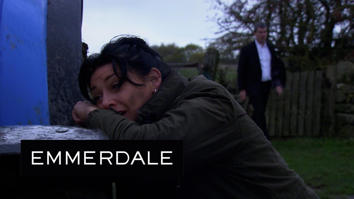 Moira is devastated on Emmerdale. (ITV)
