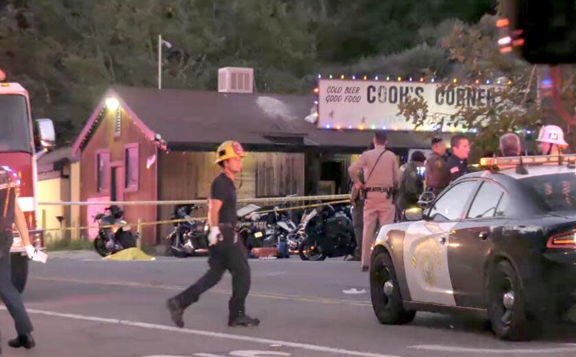 Scene of multiple shooting at Cook's Corner in Trabuco Canyon on Wednesday, Aug. 23, 2023.