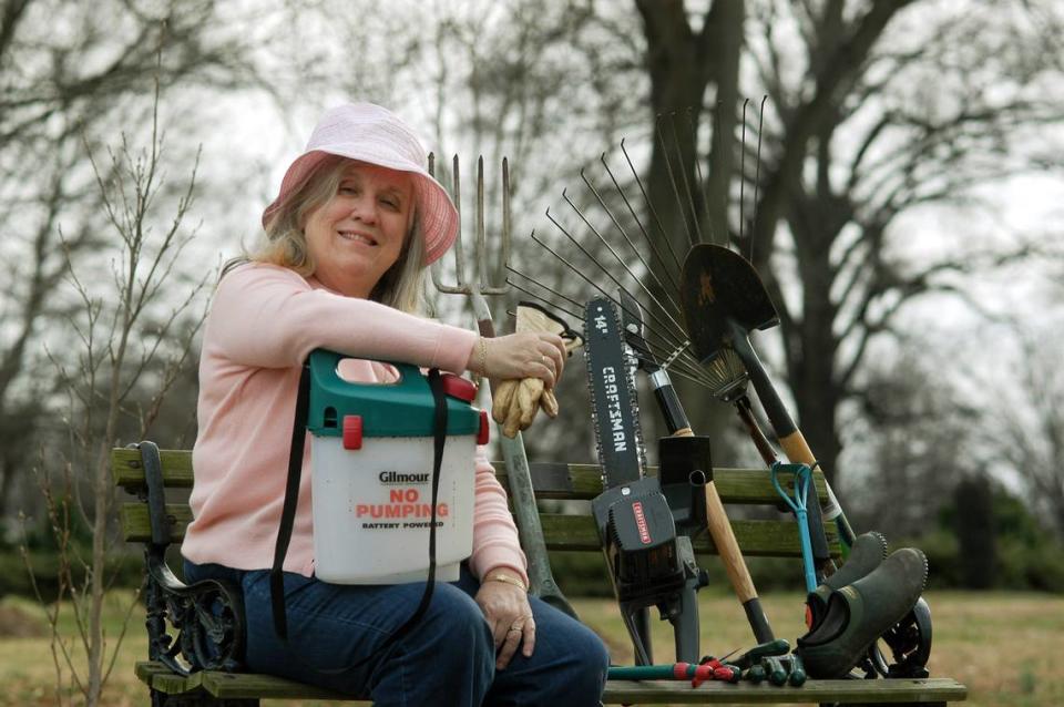 Nancy Brachey displays the 11 essential garden tools that she cannot live without.