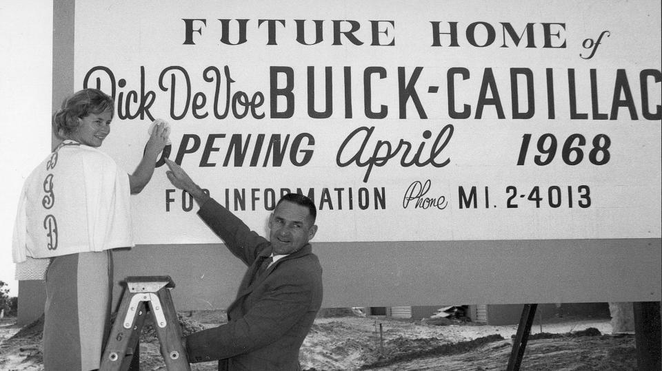 A historical photo of the first DeVoe Buick-Cadillac dealership in North Naples.