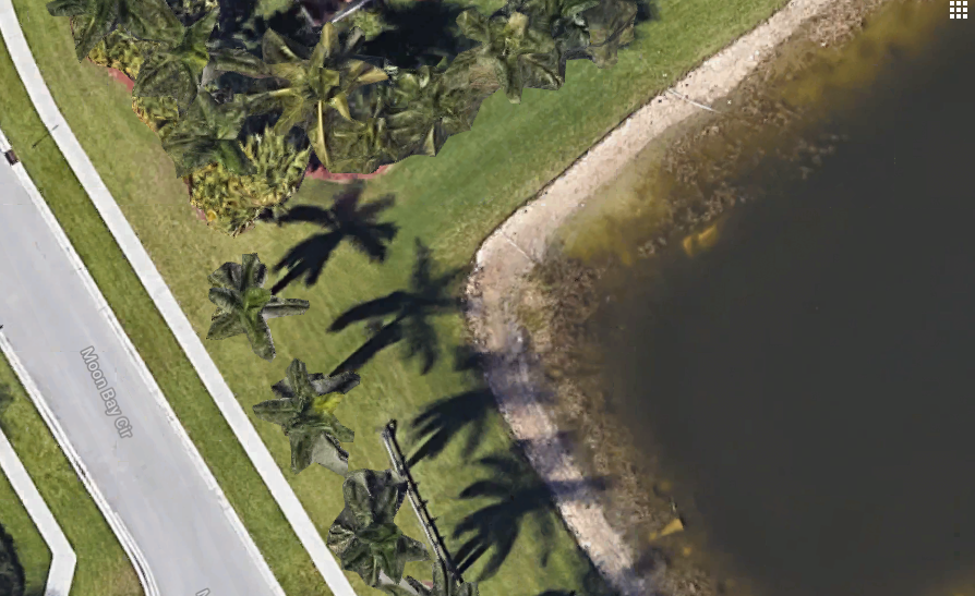 El coche, que puede apreciarse en la imagen, se encontraba en un estanque en la calle Moon Bay, en Wellington (Florida). (Foto: Google Earth)