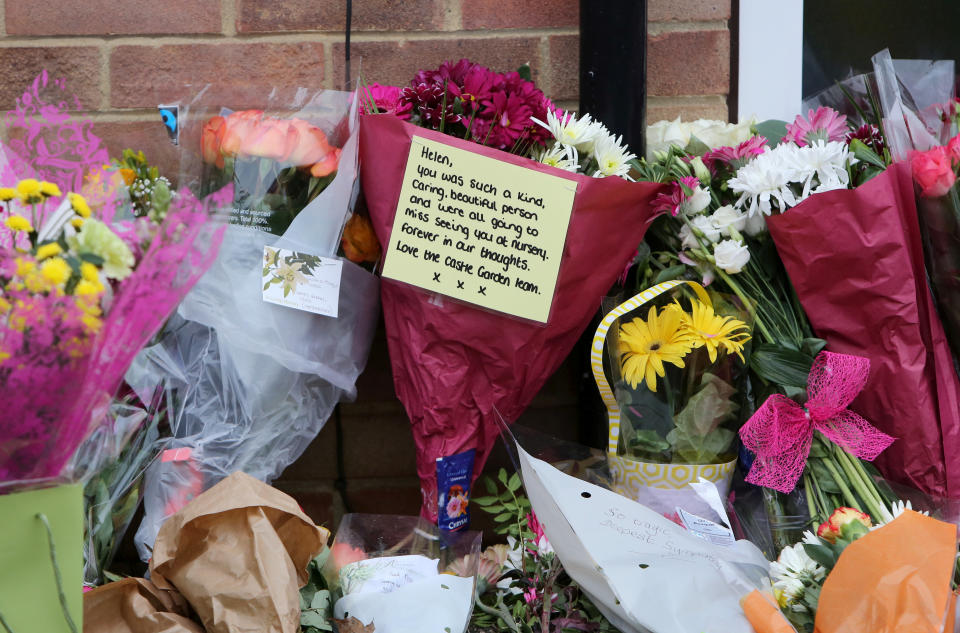 Floral tributes outside the property in Duffield, Derbyshire. (Anita Maric/SWNS)