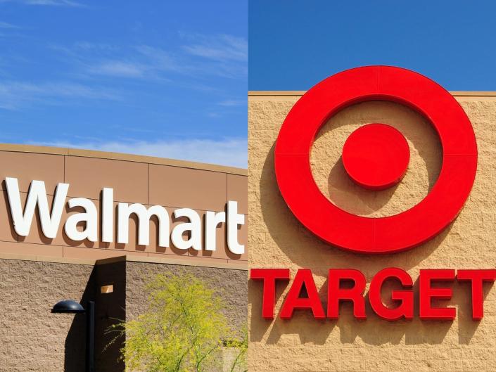 exterior of Walmart and target side by side