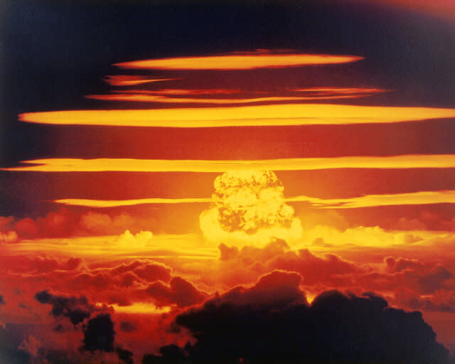 Mushroom cloud following detonation of a nuclear weapon