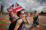 LONDON, ENGLAND - JULY 28: Members of the public arrive on day one of the London 2012 Olympic Games at the Olympic Park on July 28, 2012 in London, England. (Photo by Jeff J Mitchell/Getty Images)