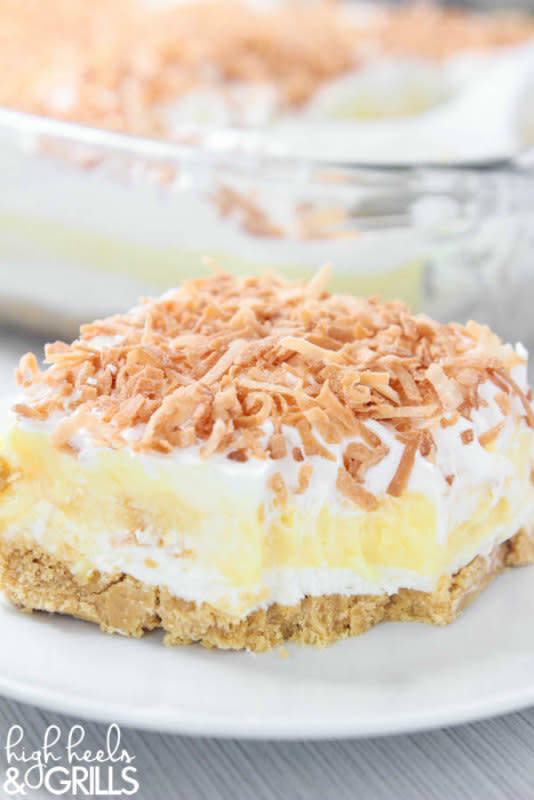 <p>High Heels And Grills</p><p>A super easy dessert to make and tastes just like it’s title – a dream.</p><p><strong>Get the recipe: <a href="https://www.highheelsandgrills.com/coconut-cream-dreamboat-dessert/" rel="nofollow noopener" target="_blank" data-ylk="slk:Coconut Cream Dreamboat Dessert;elm:context_link;itc:0;sec:content-canvas" class="link ">Coconut Cream Dreamboat Dessert</a></strong></p>