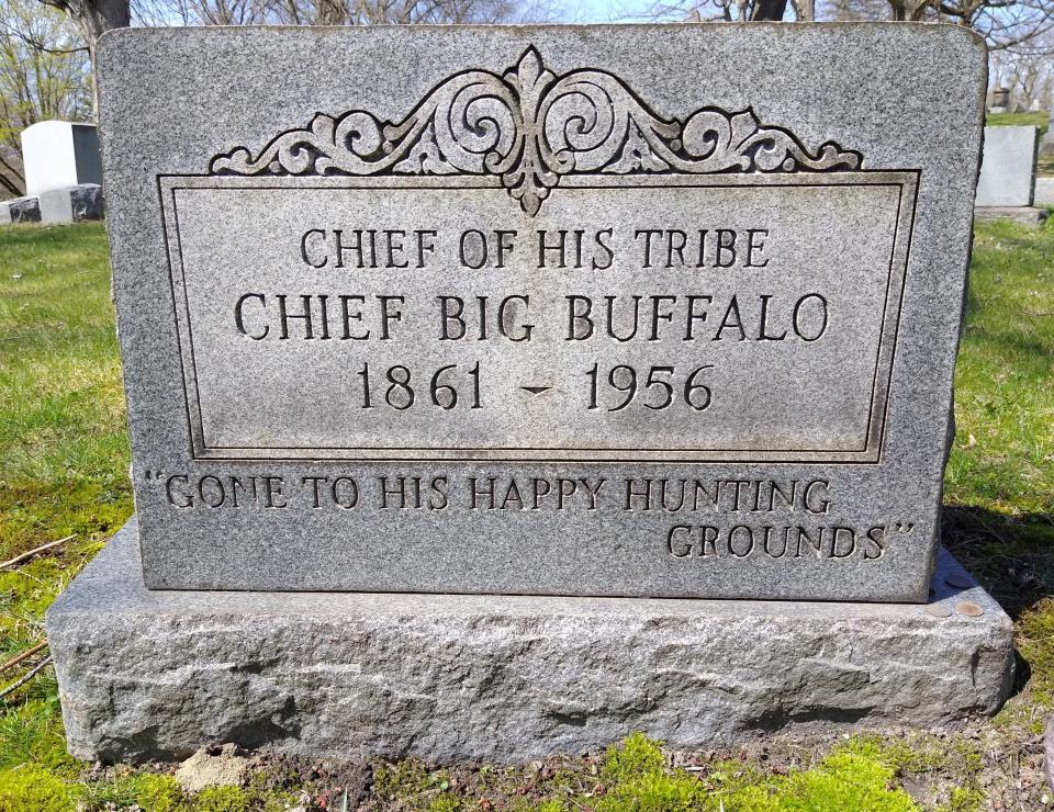 Chief Big Buffalo’s grave is in Section 27 at Glendale Cemetery in Akron.