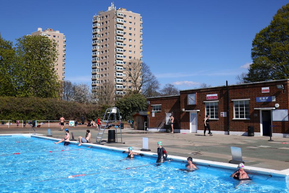 Cold water swimmers observe a minute’s silence at the Brockwell Lido in LondonREUTERS