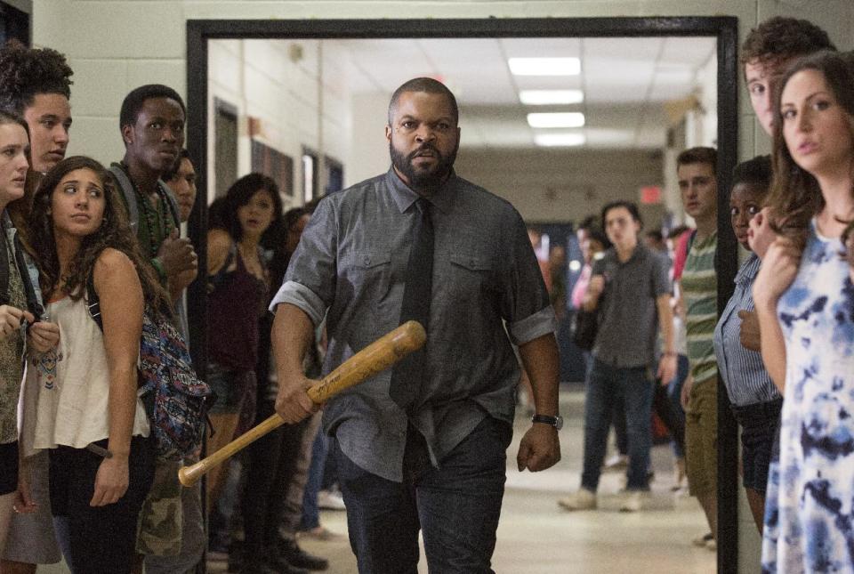 This image released by Warner Bros. Pictures shows Ice Cube in a scene from "Fist Fight." (Bob Mahoney/Warner Bros. Pictures via AP)