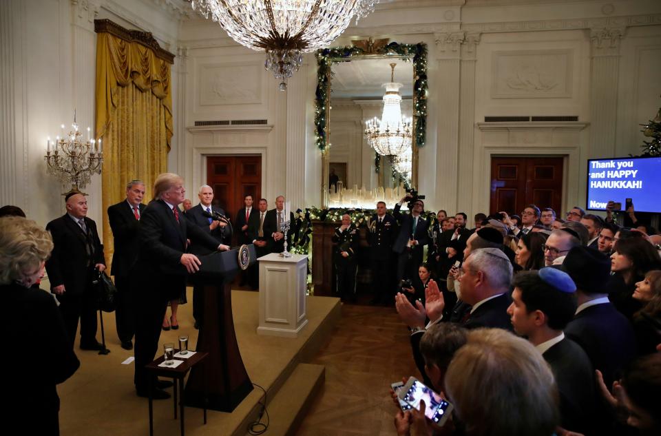 A crowded scene from the White House's 2018 Hanukkah party. (Photo: Jacquelyn Martin/Associated Press)