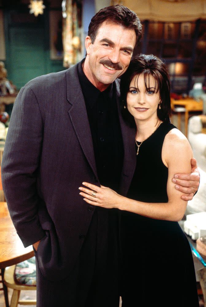 Tom Selleck and Courteney Cox as Richard and Monica on <em>Friends</em>