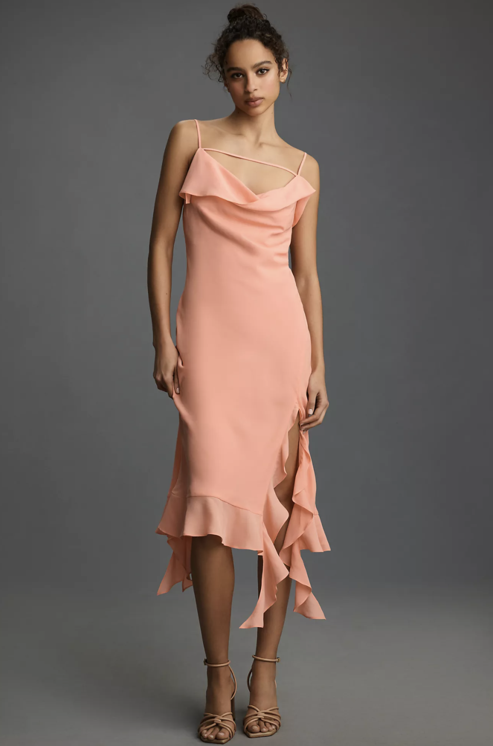 Mare Mare Sleeveless Draped Asymmetrical Midi Dress (Photo via Anthropologie)