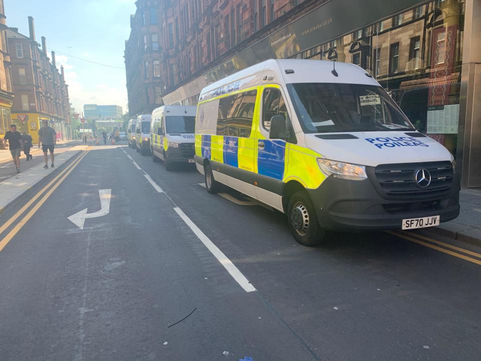 Police vans in Trongate area of Glasgow