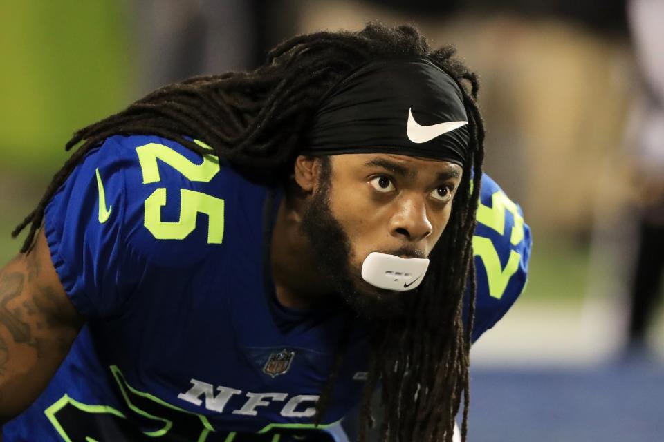 Richard Sherman #25 of the NFC warms up prior to the NFL Pro Bowl at the Orlando Citrus Bowl on January 29, 2017 in Orlando, Florida. (Photo by Sam Greenwood/Getty Images)