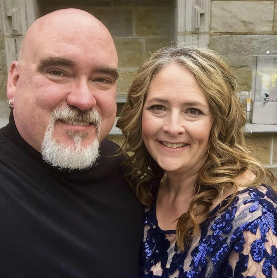 Military officer <span>Douglas</span> <span>Allegar</span>, 53, from Washington, USA, was just 21 when he met now-wife, Billie, 50, by accident after bumping into her while visiting his friend’s girlfriend at work. Photo: Caters News