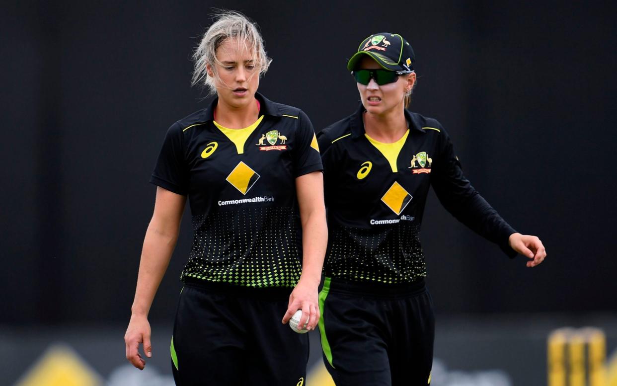 Australian captain Meg Lanning and all-rounder Ellyse Perry in a warm-up match for the T20 World Cup - Getty Images