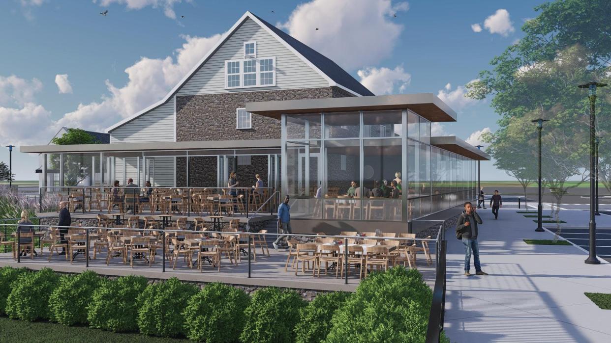 A rendering shows plans for La Grange, a new French restaurant coming to Prickett Preserve in Lower Makefield.