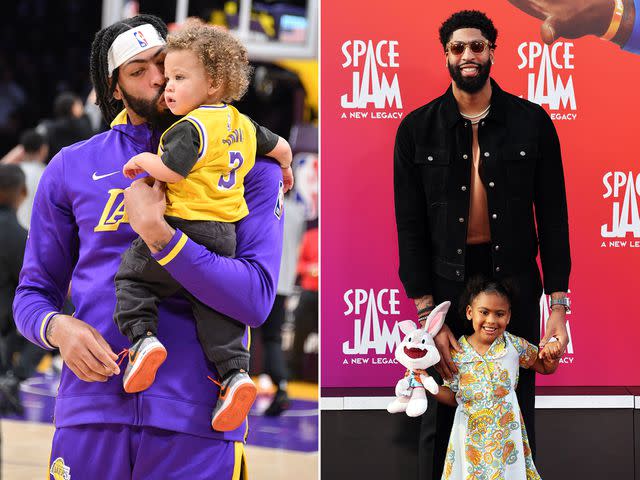 Allen Berezovsky/Getty ; Kevin Winter/Getty Anthony Davis and son (L), Anthony Davis and daughter Nala (R)