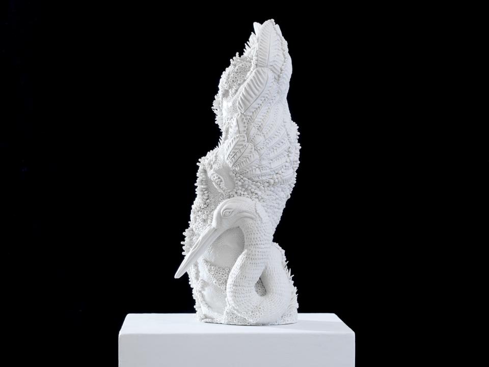 "Whooping Crane," is part of sculptor Carmen Ostermann's solo debut exhibit, "I Am One of These Animals," opening Friday and running through March at the Priscilla R. Tyson Columbus Cultural Arts Center.