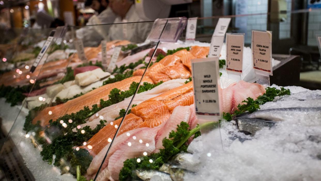 display of fresh fish for sale at local market in grand central station