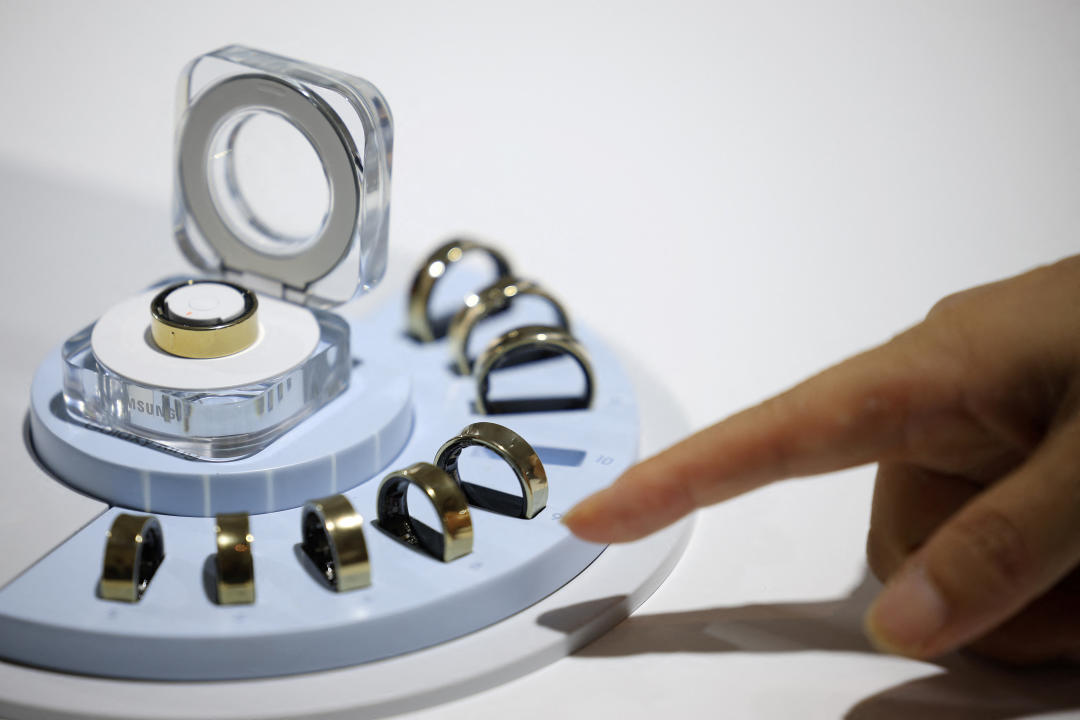 An attendee films Samsung Electronics' Galaxy Smart Ring during its unveiling ceremony in Seoul, South Korea, July 8, 2024.  REUTERS/Kim Hong-Ji